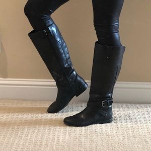 Chic black buckled riding boots!